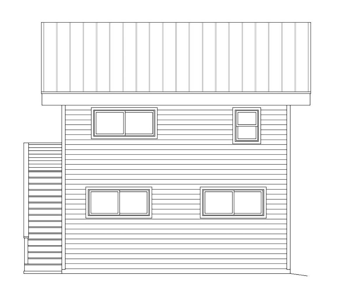 Contemporary, Modern Garage-Living Plan 40823 with 1 Beds, 1 Baths, 2 Car Garage Rear Elevation