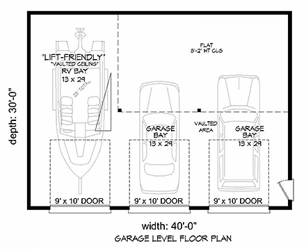 Contemporary, Modern 3 Car Garage Plan 40828 First Level Plan