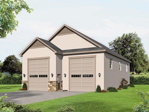 Country, European, French Country, Traditional 2 Car Garage Plan 40834, RV Storage Elevation