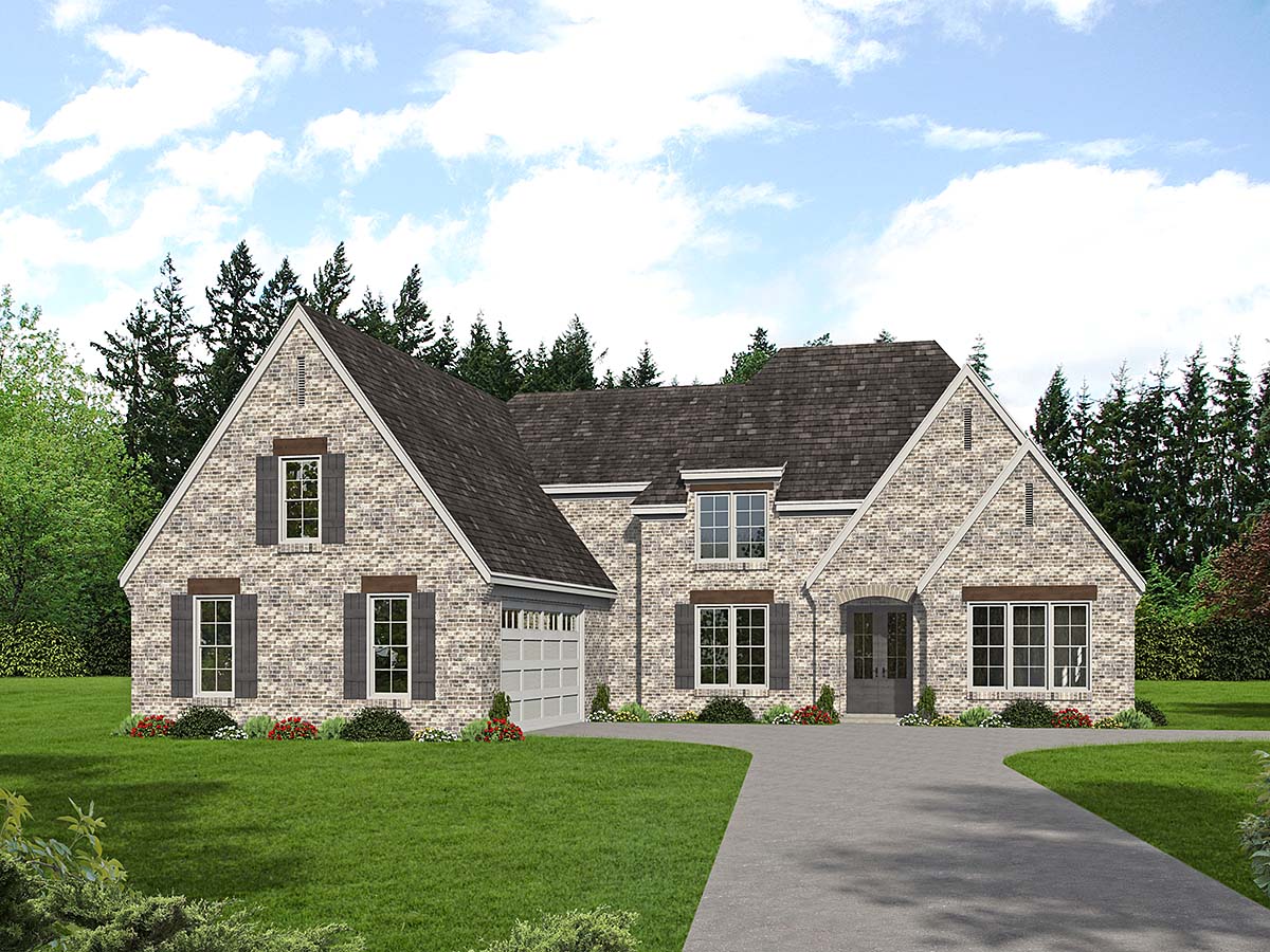 Country, European, Farmhouse, French Country, Traditional Plan with 3781 Sq. Ft., 5 Bedrooms, 4 Bathrooms, 2 Car Garage Elevation