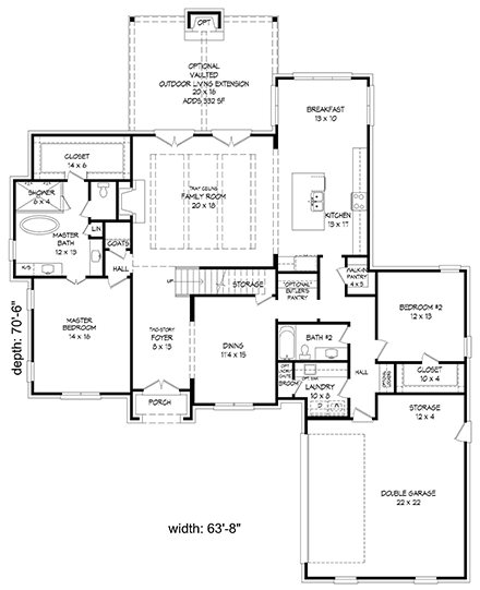 European, French Country House Plan 40840 with 5 Beds, 3 Baths, 2 Car Garage First Level Plan