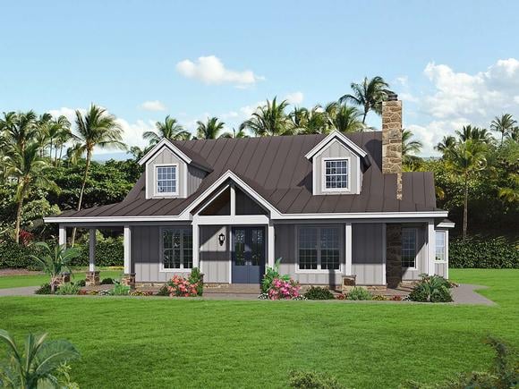 Bungalow, Cottage, Country House Plan 40847 with 3 Beds, 4 Baths Elevation