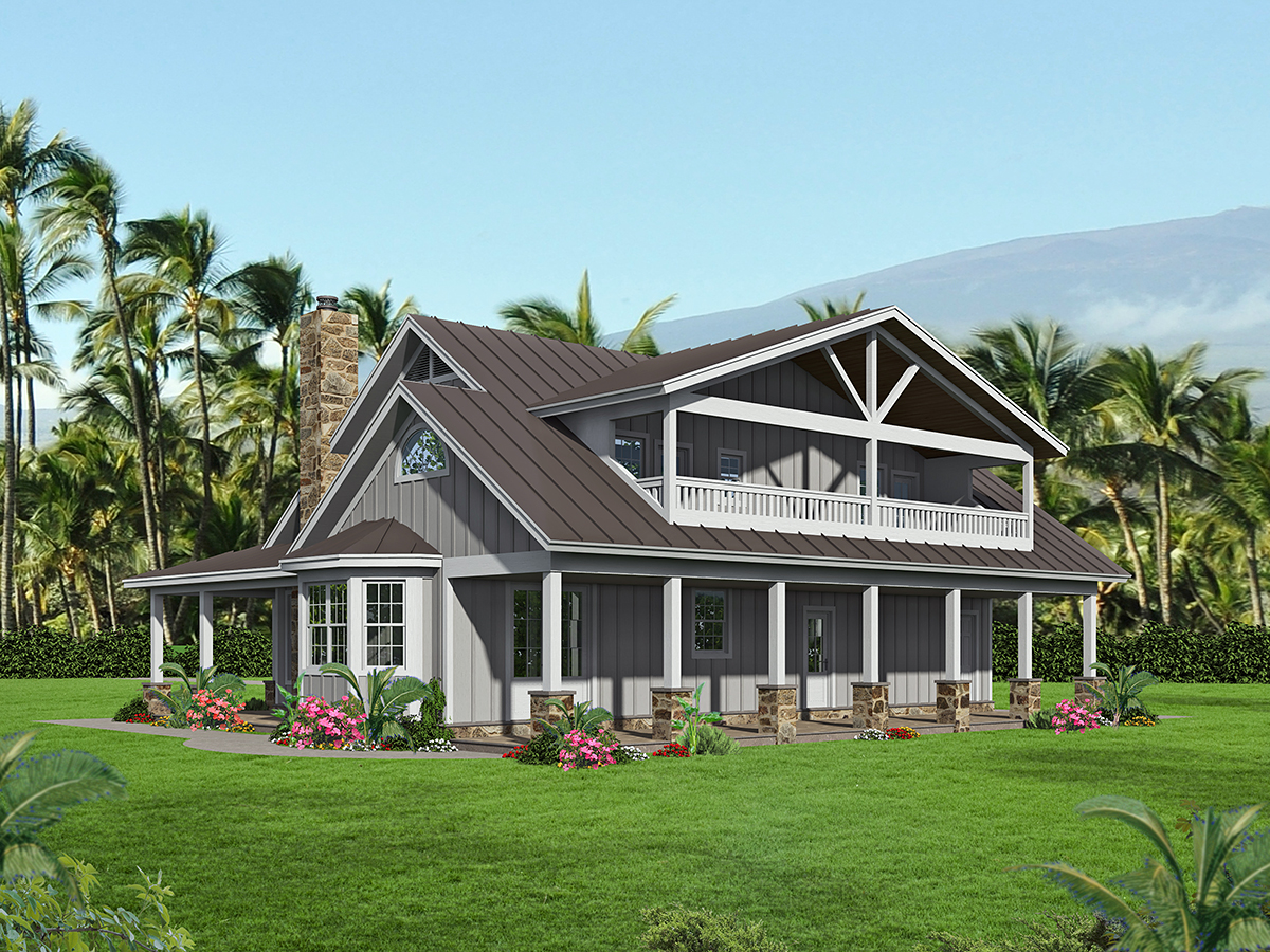 Bungalow, Cottage, Country Plan with 2250 Sq. Ft., 3 Bedrooms, 4 Bathrooms Rear Elevation