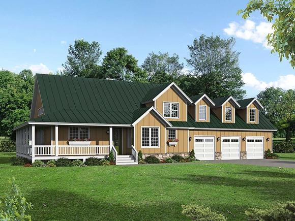 Country, Craftsman, Farmhouse House Plan 40850 with 3 Beds, 3 Baths, 3 Car Garage Elevation