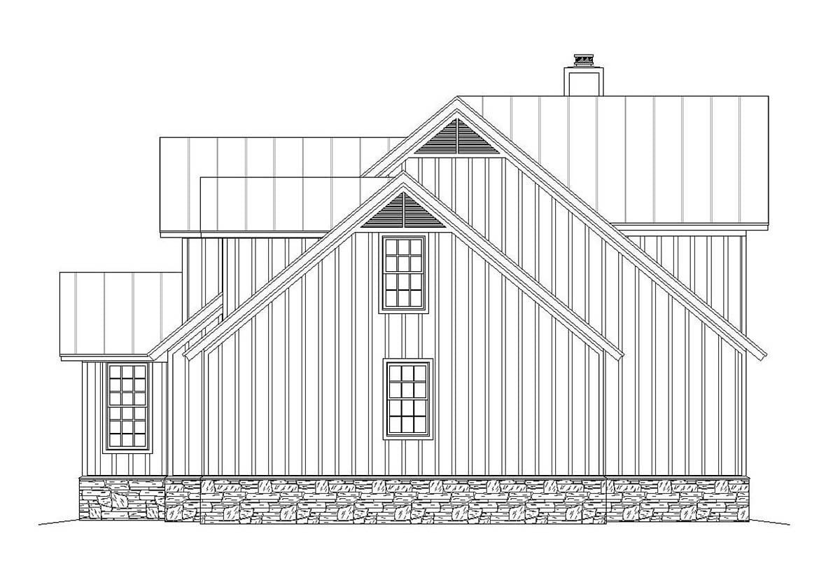 Country, Craftsman, Farmhouse Plan with 3000 Sq. Ft., 3 Bedrooms, 3 Bathrooms, 3 Car Garage Picture 2