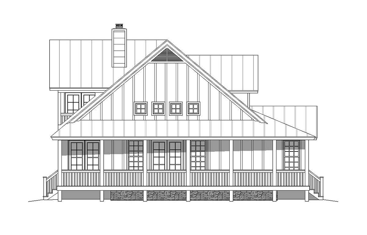 Country, Craftsman, Farmhouse Plan with 3000 Sq. Ft., 3 Bedrooms, 3 Bathrooms, 3 Car Garage Picture 3