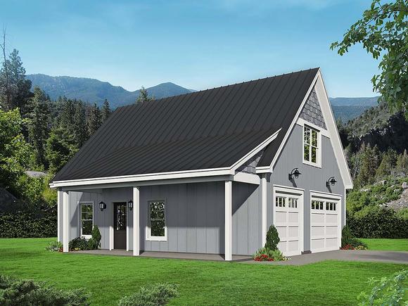 Country, Ranch House Plan 40852 with 1 Beds, 1 Baths, 2 Car Garage Elevation