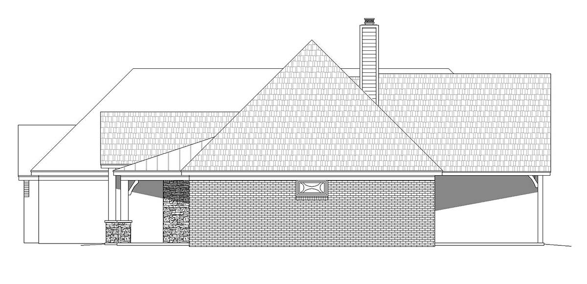 European, French Country, Ranch Plan with 3642 Sq. Ft., 4 Bedrooms, 4 Bathrooms, 3 Car Garage Picture 2