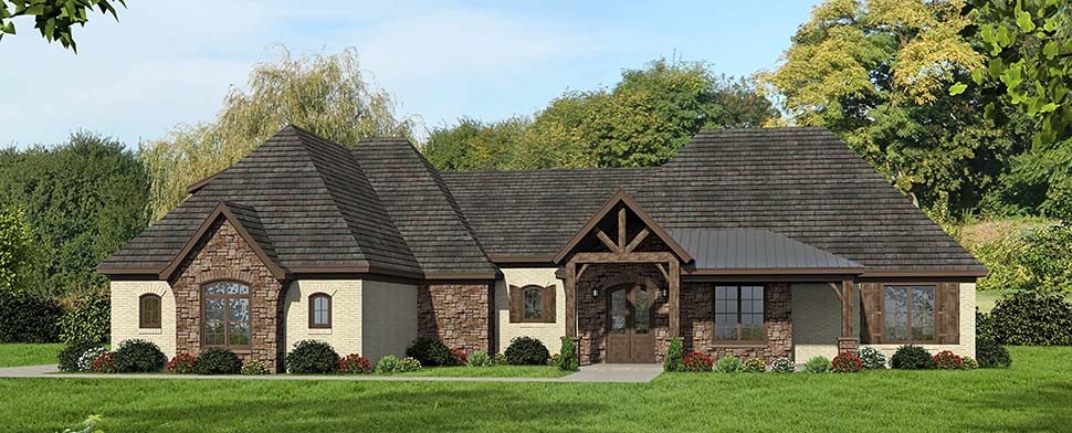 European, French Country, Ranch Plan with 3642 Sq. Ft., 4 Bedrooms, 4 Bathrooms, 3 Car Garage Picture 5