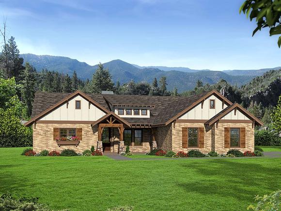 Craftsman, Ranch, Traditional House Plan 40854 with 3 Beds, 3 Baths, 3 Car Garage Elevation