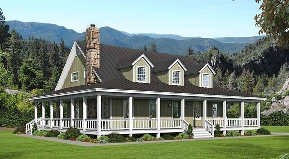 Country, Farmhouse, Traditional House Plan 40857 with 3 Beds, 4 Baths Elevation