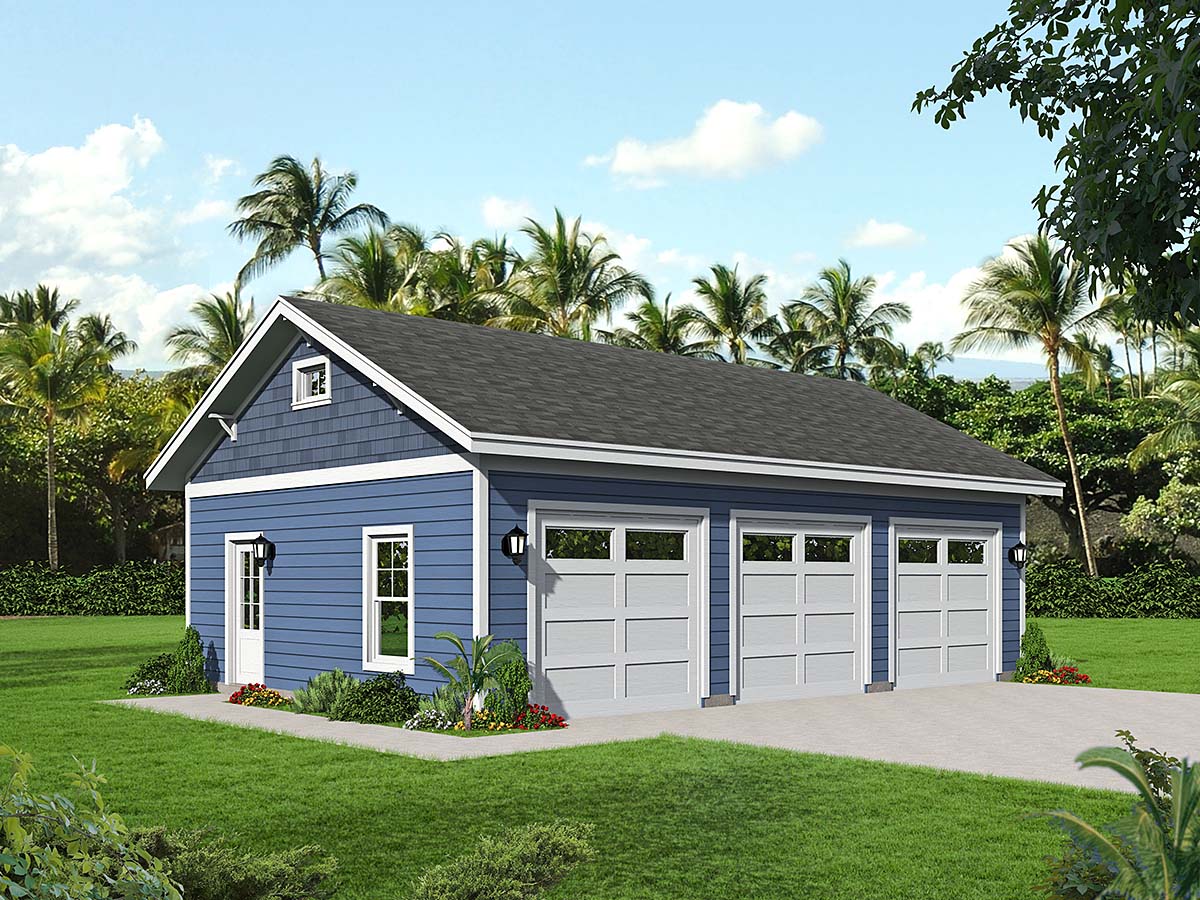 Country, Ranch, Traditional 3 Car Garage Plan 40858 Elevation