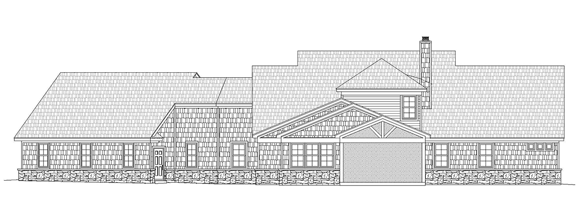 Country, Craftsman, Farmhouse, Traditional Plan with 2950 Sq. Ft., 4 Bedrooms, 3 Bathrooms, 3 Car Garage Rear Elevation