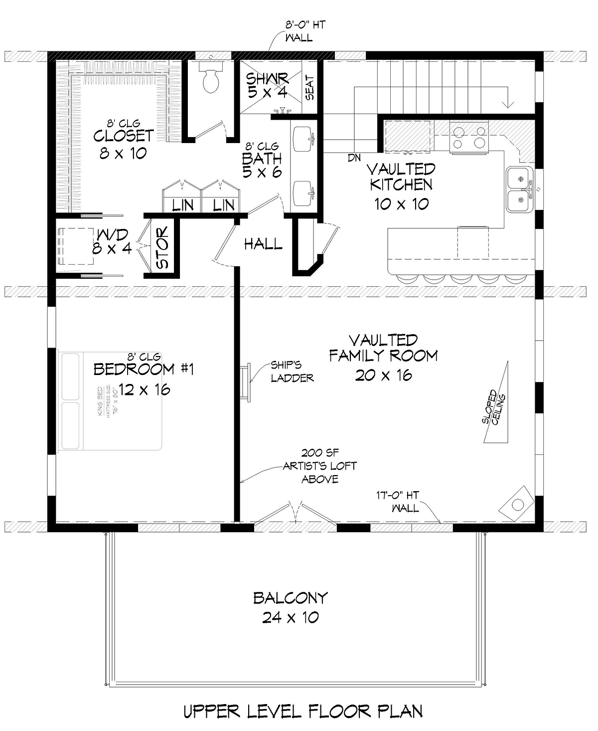 Coastal, Contemporary, Modern Garage-Living Plan 40863 with 2 Beds, 2 Baths, 2 Car Garage Level Two