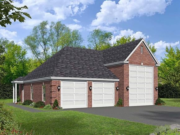 French Country, Traditional 3 Car Garage Plan 40872, RV Storage Elevation