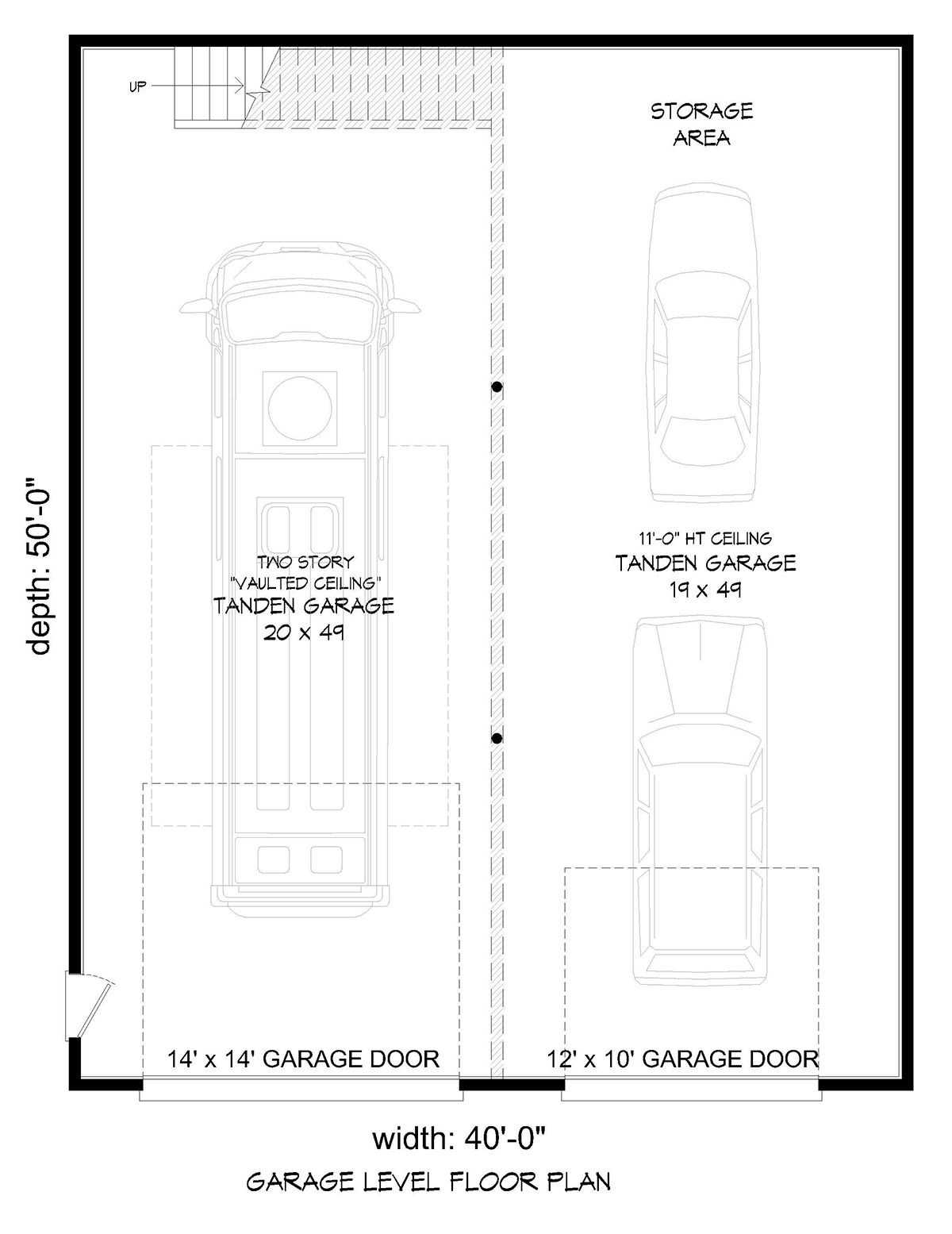 Contemporary, Modern 2 Car Garage Plan 40874 Level One