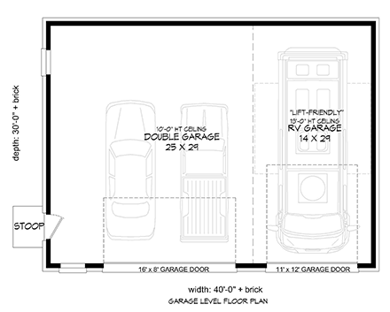 Traditional 2 Car Garage Plan 40875 First Level Plan