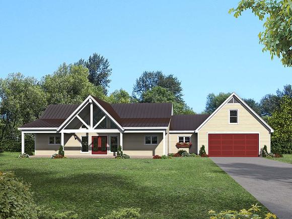 Country, Farmhouse, Traditional House Plan 40876 with 2 Beds, 2 Baths, 2 Car Garage Elevation