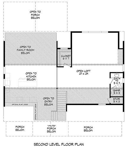 Cabin, Country, Log House Plan 40877 with 3 Beds, 3 Baths Second Level Plan
