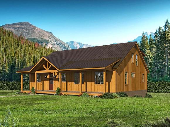 Cabin, Country, Log House Plan 40877 with 3 Beds, 3 Baths Elevation
