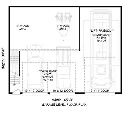 Contemporary, Modern 3 Car Garage Plan 40881, RV Storage First Level Plan