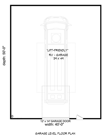 Country, Farmhouse, Traditional 1 Car Garage Plan 40882, RV Storage First Level Plan