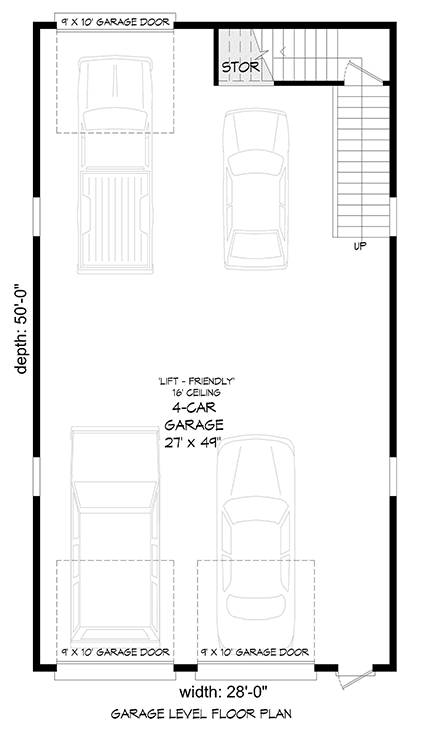 Cottage, Country 4 Car Garage Plan 40884 First Level Plan