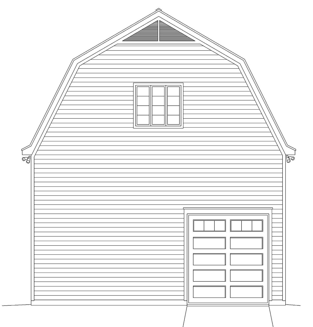 Cottage, Country 4 Car Garage Plan 40885 Rear Elevation