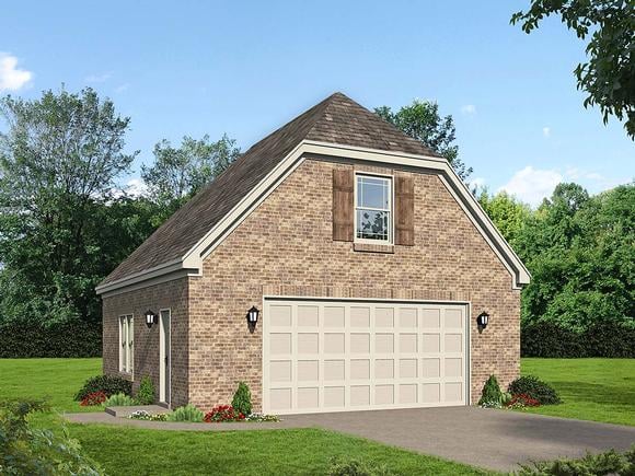 Country, French Country, Traditional 2 Car Garage Plan 40886 Elevation