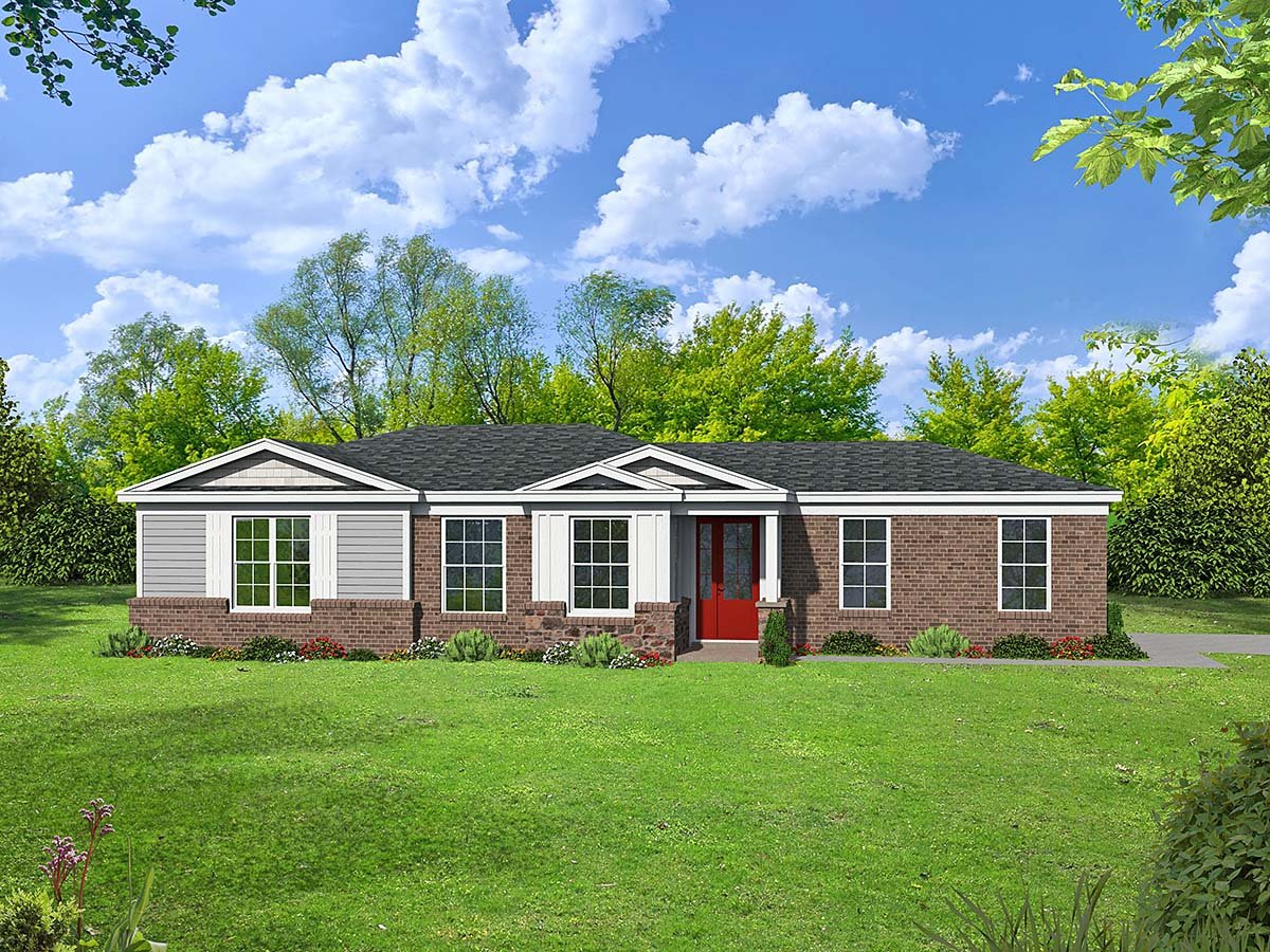 Country, Ranch, Traditional House Plan 40887 with 1 Beds, 2 Baths, 1 Car Garage Elevation
