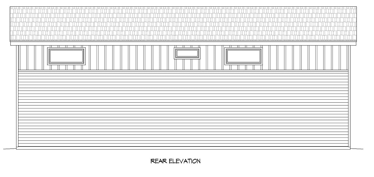 Contemporary, Modern Garage-Living Plan 40889 with 2 Beds, 1 Baths, 4 Car Garage Rear Elevation