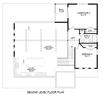 Cottage, Country, Farmhouse House Plan 40893 with 3 Beds, 3 Baths Second Level Plan