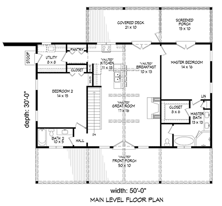 Country, Farmhouse, Ranch, Traditional House Plan 40894 with 4 Beds, 3 Baths, 1 Car Garage First Level Plan