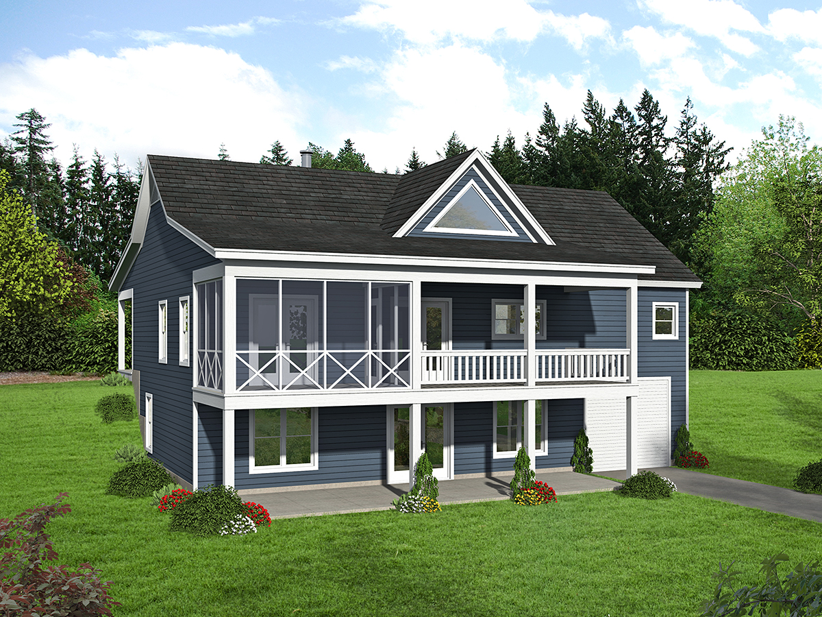 Country, Farmhouse, Ranch, Traditional House Plan 40894 with 4 Beds, 3 Baths, 1 Car Garage Rear Elevation