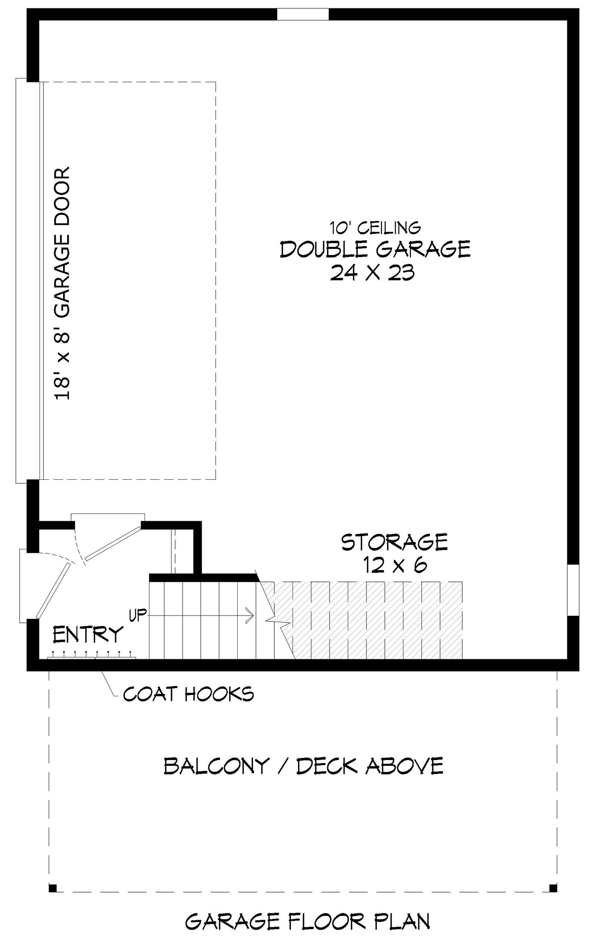 Contemporary, Modern Garage-Living Plan 40897 with 1 Beds, 1 Baths, 2 Car Garage Level One