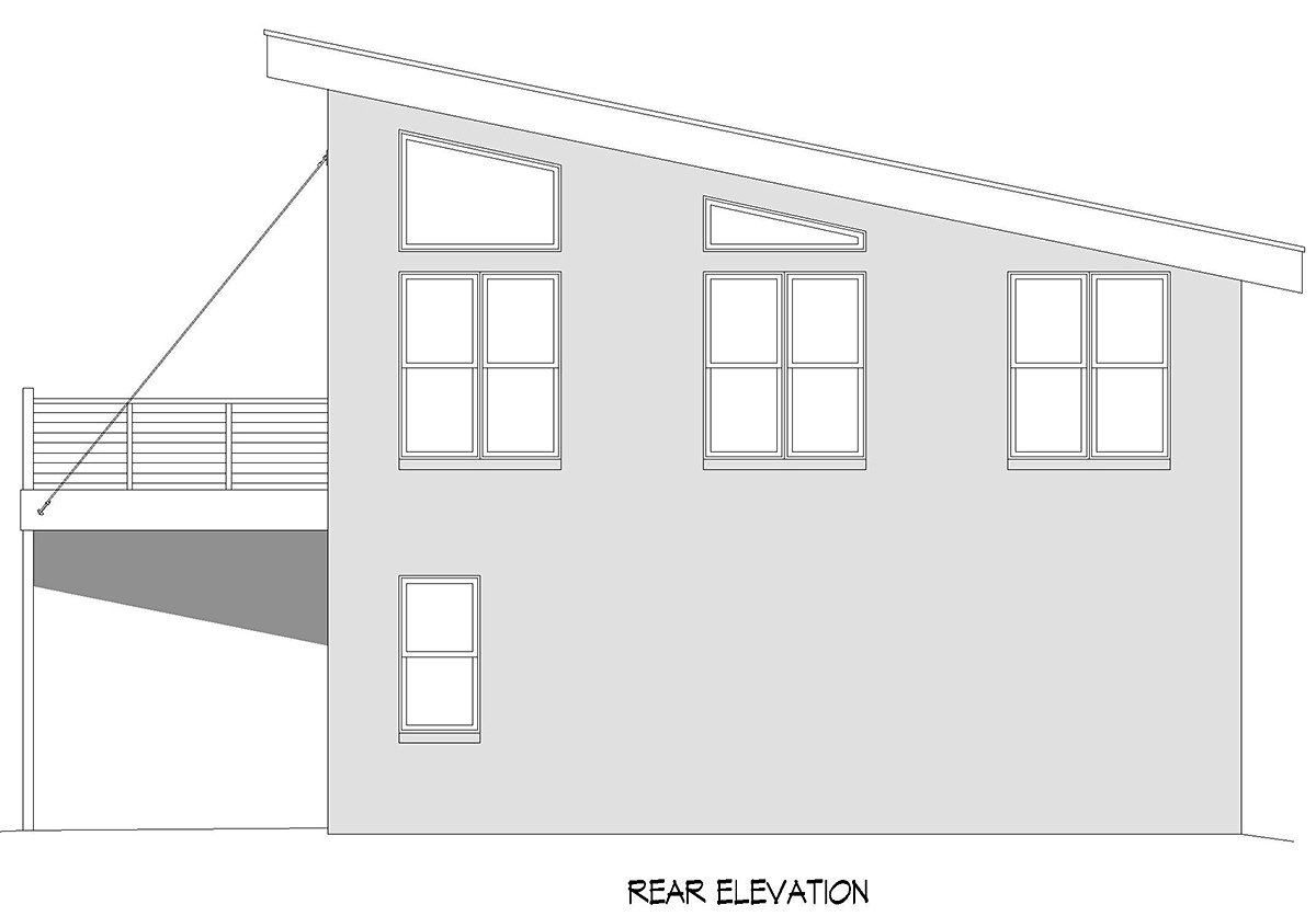 Contemporary, Modern Garage-Living Plan 40897 with 1 Beds, 1 Baths, 2 Car Garage Rear Elevation