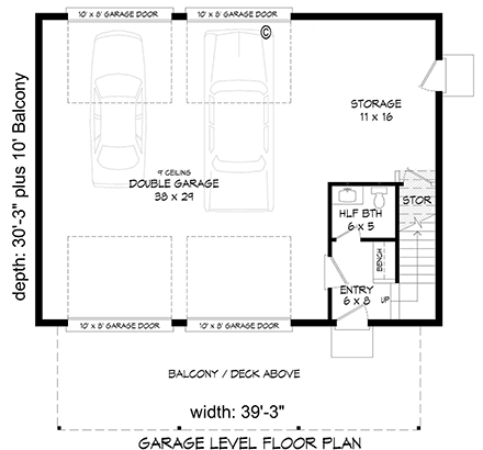 Contemporary, Modern Garage-Living Plan 40898 with 2 Beds, 3 Baths, 2 Car Garage First Level Plan