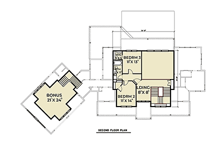 Farmhouse House Plan 40905 with 3 Beds, 4 Baths, 2 Car Garage Second Level Plan