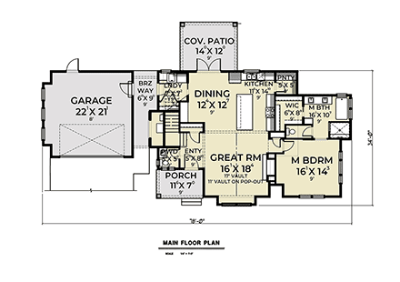 Contemporary, Farmhouse House Plan 40907 with 3 Beds, 3 Baths, 2 Car Garage First Level Plan