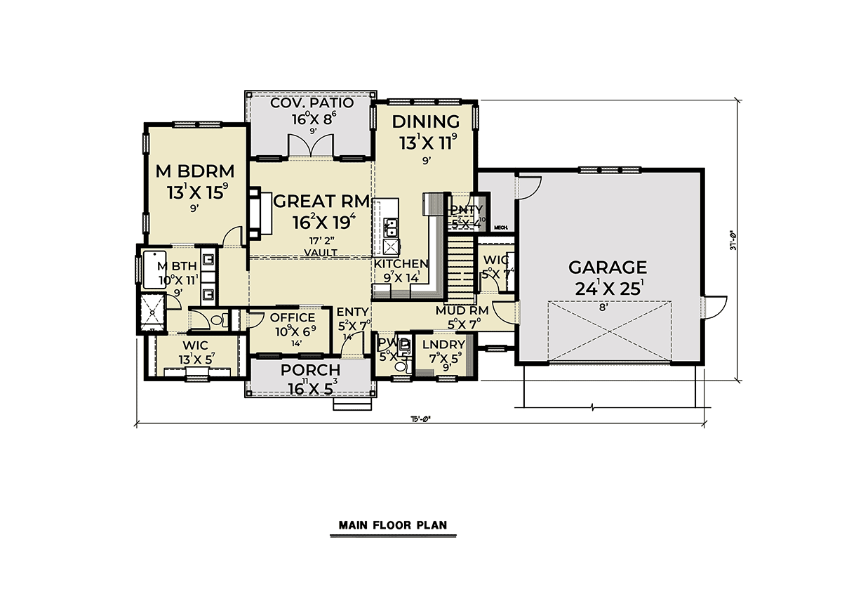 Country House Plan with 1558 Square Feet and 3 Bedrooms from Dream