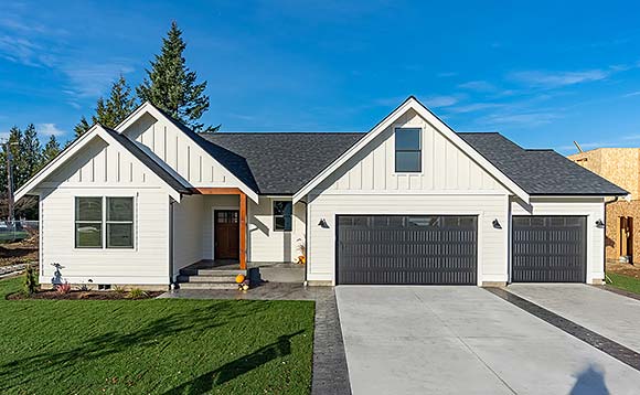 Contemporary, Country, Craftsman, Farmhouse House Plan 40909 with 3 Beds, 2 Baths, 3 Car Garage Elevation