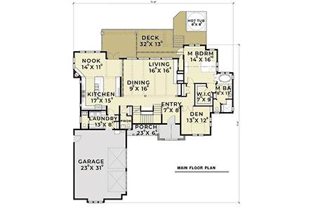 European, Farmhouse House Plan 40911 with 5 Beds, 6 Baths, 2 Car Garage First Level Plan