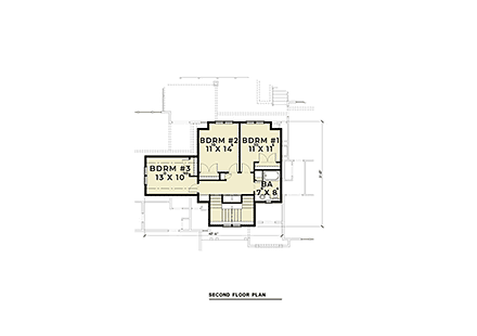 European, Farmhouse House Plan 40911 with 5 Beds, 6 Baths, 2 Car Garage Second Level Plan