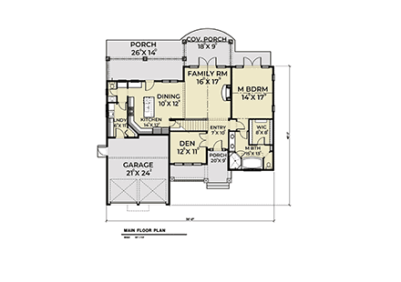 Coastal, Cottage, Craftsman House Plan 40912 with 3 Beds, 3 Baths, 2 Car Garage First Level Plan