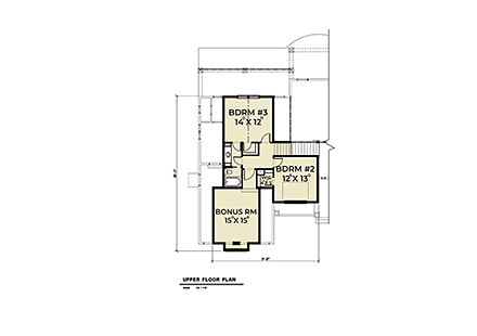 Coastal, Cottage, Craftsman House Plan 40912 with 3 Beds, 3 Baths, 2 Car Garage Second Level Plan