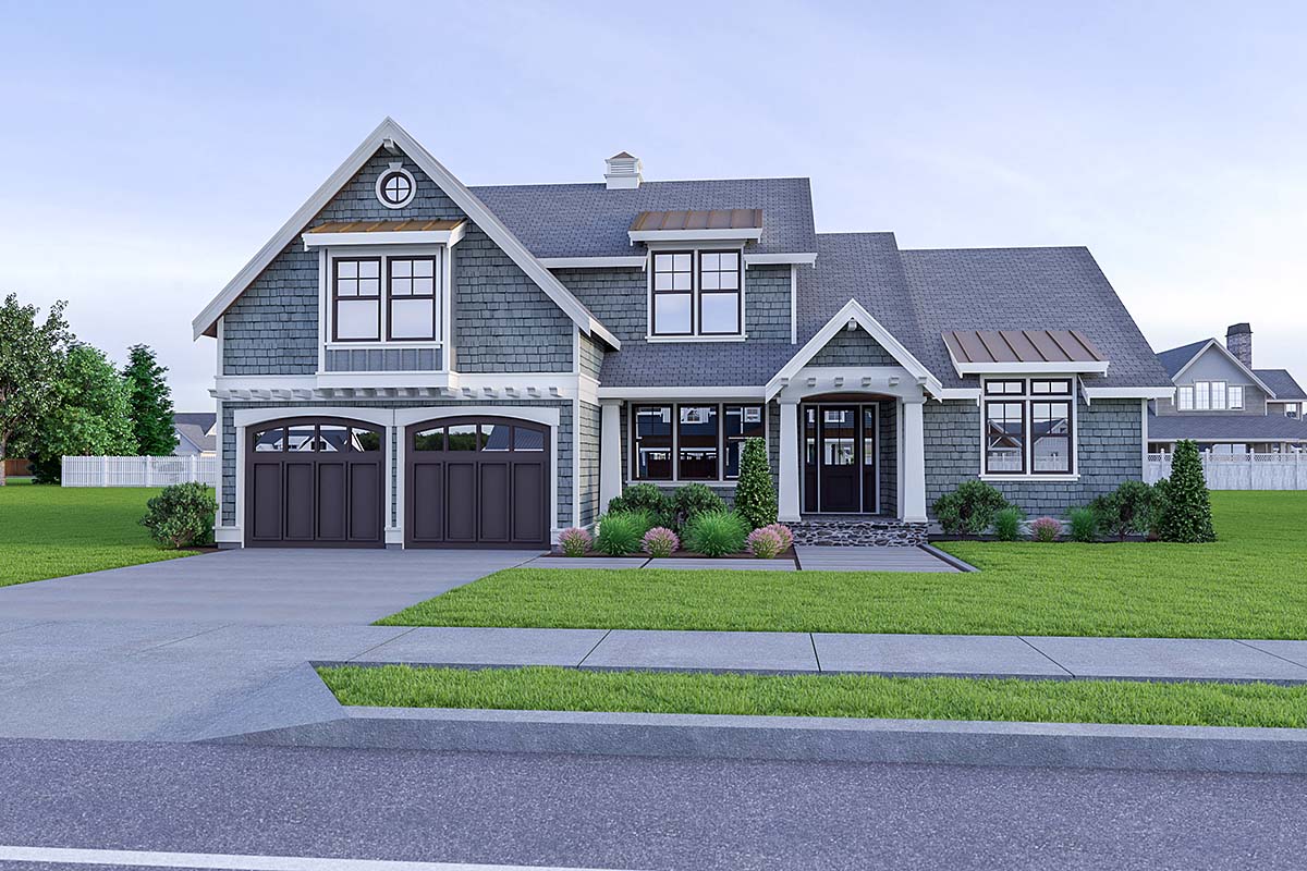Coastal, Cottage, Craftsman Plan with 2475 Sq. Ft., 3 Bedrooms, 3 Bathrooms, 2 Car Garage Elevation