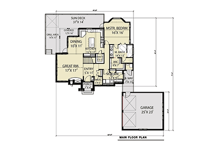 Cottage, Tudor, Victorian House Plan 40913 with 2 Beds, 3 Baths, 2 Car Garage First Level Plan