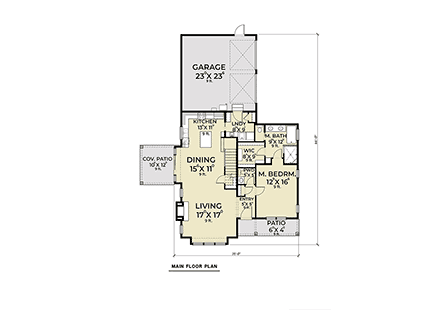 Craftsman House Plan 40916 with 3 Beds, 3 Baths, 2 Car Garage First Level Plan