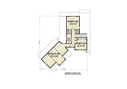 Country, Farmhouse House Plan 40924 with 3 Beds, 3 Baths, 2 Car Garage Second Level Plan