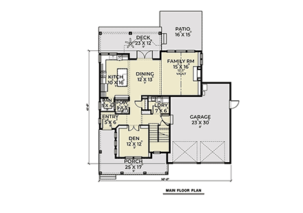 Craftsman, Farmhouse House Plan 40927 with 3 Beds, 3 Baths, 2 Car Garage First Level Plan